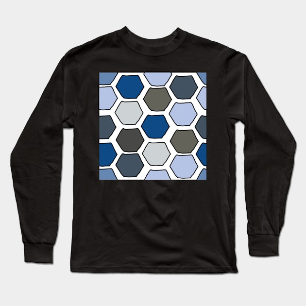 Hexagon doodle pattern Long Sleeve T-Shirt by counterclockwise